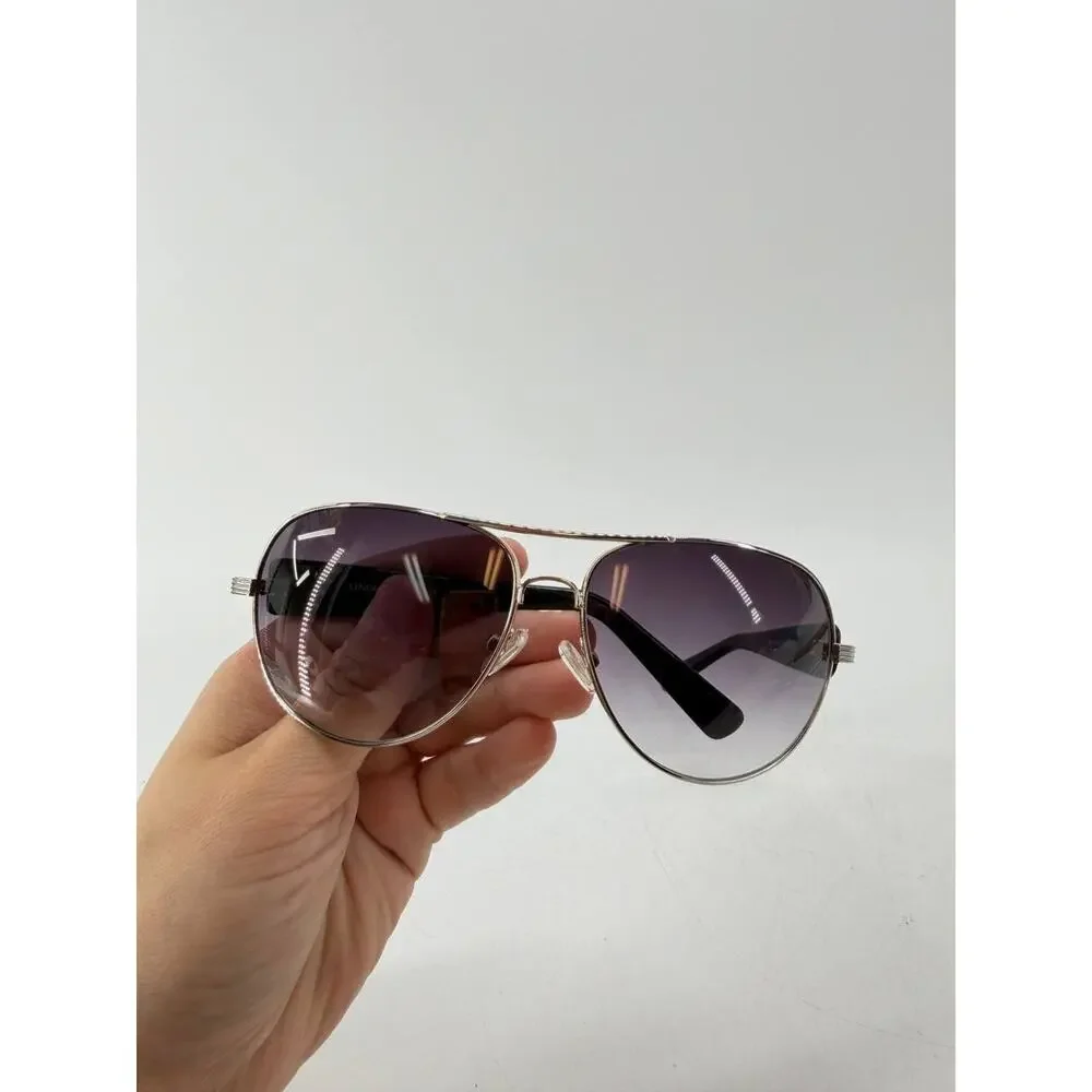 Vince Camuto Women's Aviator Sunglasses Silver Frame Gray Gradient Lenses VC548